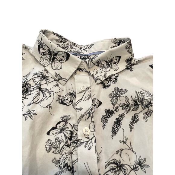 Talbots womans button up sz 6 button up  Black /White butterfly flowers classic - Picture 4 of 8